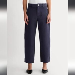 EVERLANE | Women's Navy Utility Twill High-Rise Relaxed Straight Leg Pant